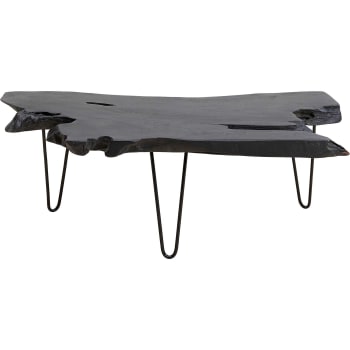 Aspen - Table basse en teck massif noir et acier
