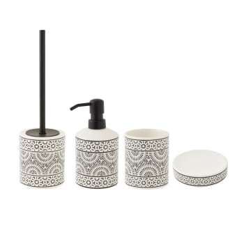 Tribu - Set de salle de bain  en porcelaine Noir et blanc