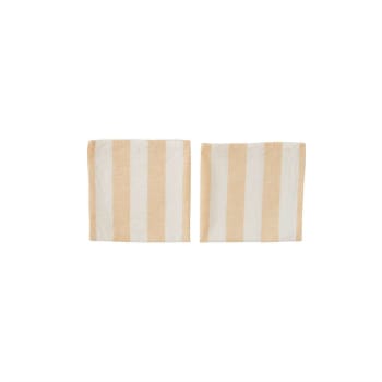 Striped - Lot de 2 serviettes de table rayée orange en coton organique h45x45cm