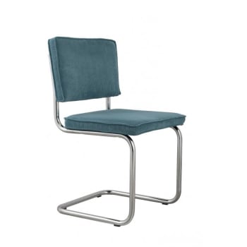 Ridge rib - Chaise design en tissu bleu