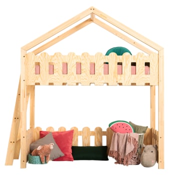 Lit cabane mi-hauteur 90x200 sommier inclus Tyler Bois - Lits cabanes/Lit  cabane mi-hauteur - petits-meubles