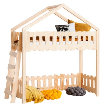 Lit cabane mi-hauteur 90x200 sommier inclus Tyler Bois - Lits cabanes/Lit  cabane mi-hauteur - petits-meubles