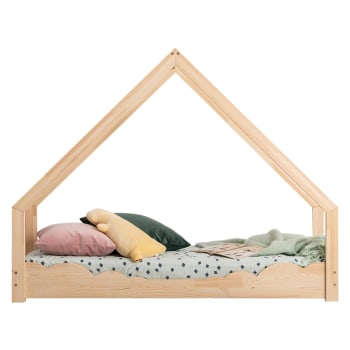 Lit cabane enfant 90x190 cm en pin massif vert clair - OSNY