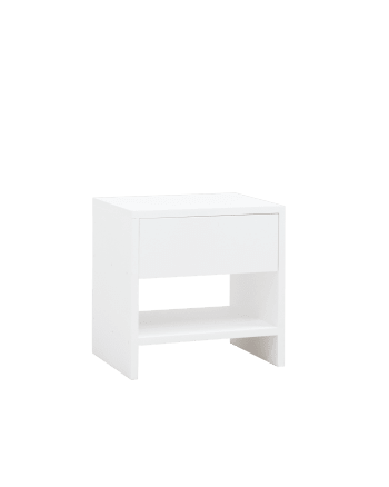 Martina - Table de chevet en bois de sapin avec un tiroir blanc 40x40cm