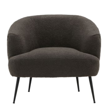 Freddy - Fauteuil moderne en tissu bouclé gris