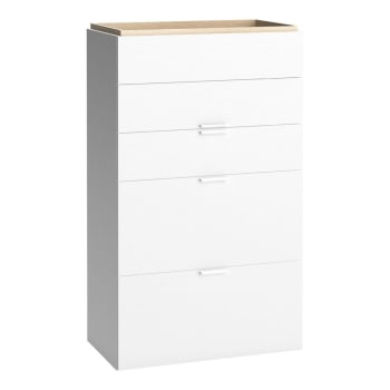 4you - Commode 5 tiroirs H126,5 cm - Blanc