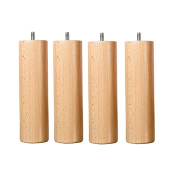Accessoires - Jeu de pieds de lit cylindriques en bois Hauteur 30 (lot de 4)