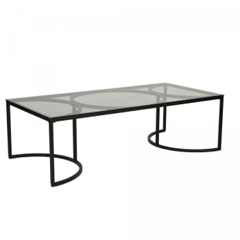 Flava - Table basse moderne 140x70cm en verre et métal