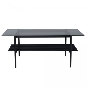 Vona - Table basse industrielle rectangulaire avec plateau en verre