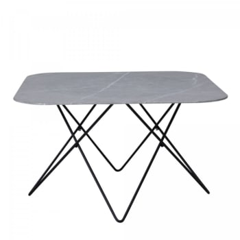 Trisha - Table basse élégante avec plateau en verre marbré gris
