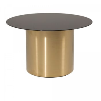 Maelle - Table basse ronde en or avec plateau en verre