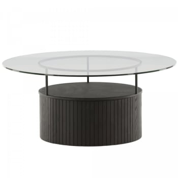 Olivia - Table basse design en métal noir avec plateau en verre