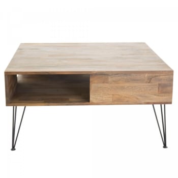 Giada - Table basse en bois avec pieds en métal noir