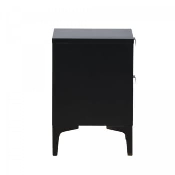 Pia - Table de chevet industrielle 2 tiroirs en métal noir