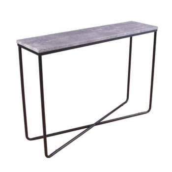Palama - Table d'appoint moderne industrielle en métal gris foncé
