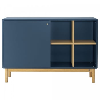 Marceau - Buffet 130cm en bois avec placard et niche bleu
