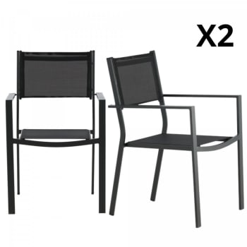 Cocoa - Lot de 2 chaises de jardin modernes noir