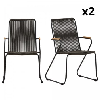 Bastia - Lot de 2 chaises de jardin design avec assise en cordes vert