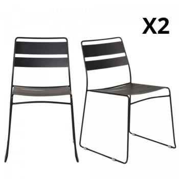 Nalima - Lots de 2 chaises de jardin modernes en métal noir