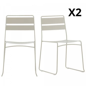 Nalima - Lots de 2 chaises de jardin modernes en métal beige