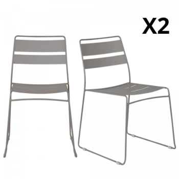 Nalima - Lots de 2 chaises de jardin modernes en métal gris