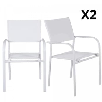 Angie - Lot de 2 chaises de jardin tendance en métal et tissu blanc