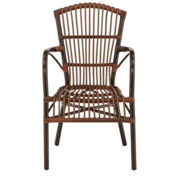 Gemma - Chaise de jardin marron en rotin et métal