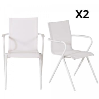 Tacna - Lot de 2 chaises de jardin design avec accoudoirs blanc