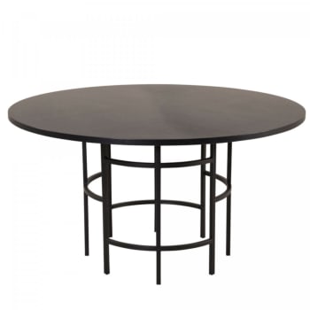 Coppa - Table à manger moderne cylindrique avec plateau en bois noir