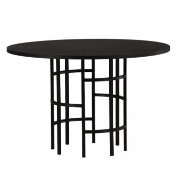Aela - Table à manger cylindrique en bois et métal