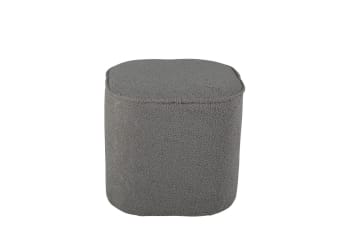 Polmo - Pouf cube en tissu bouclé gris
