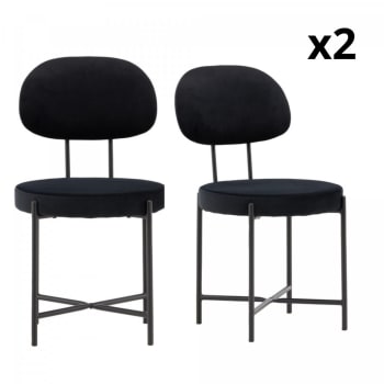 Lot de 4 chaises design en velours pieds noir FEMAL