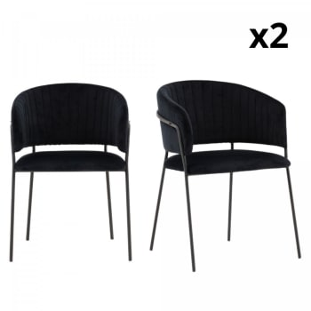 Matija - Lot de 2 chaises en velours noir