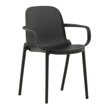 Isaih - Lot de 2 chaises modernes en plastique durable noir