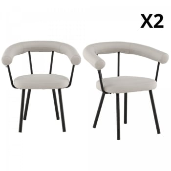 Ilyes - Lot de 2 chaises contemporaines en simili beige