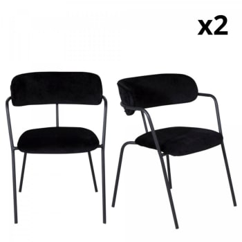 Russel - Lot de 2 chaises contemporaines en velours noir