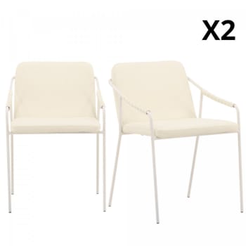 Cristiala - Lot de 2 chaises tendance en simili blanc