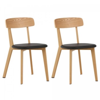 Lebrana - Lot de 2 chaises modernes en bois et simili
