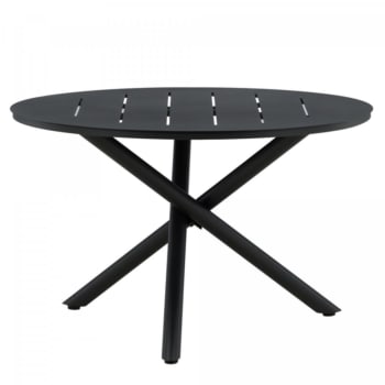 Renafa - Table de jardin ronde 120cm en métal noir noir