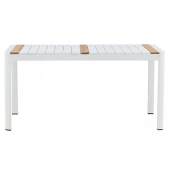 Agama - Table de jardin 150x90cm en aluminium et teck blanc
