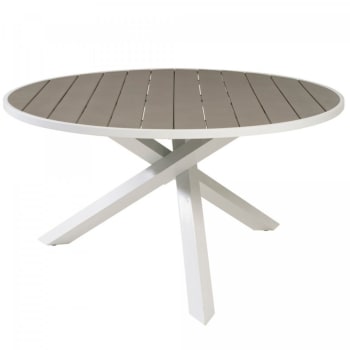 Sheraz - Table de jardin ronde 140cm en aluminium gris