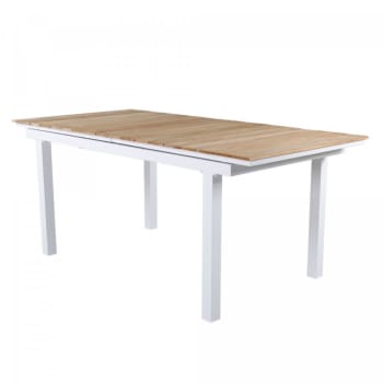 Aliaga - Table de jardin en bois massif et aluminium blanc