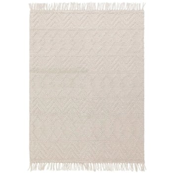 SAGRA - Tapis de salon en laine blanc 120x170 cm