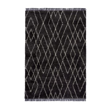 MARIKA - Tapis de salon en polyester noir 120x170 cm