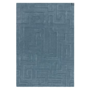 ZEMA - Tapis de salon en laine bleu 200x290 cm