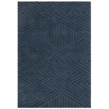 JOGAN - Tapis de salon en laine bleu 120x170 cm