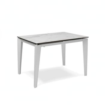 CERAMICA2 - Tavolo allungabile piano vetro temperato Bianco 6 posti cm 170x80 76h
