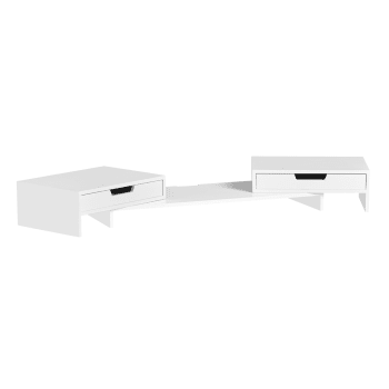 Monitorständer mit 2 Schubladen MDF Weiß