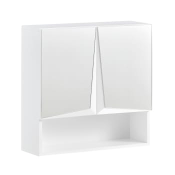 Armario de pared con espejo con 2 puertas y estante madera blanco