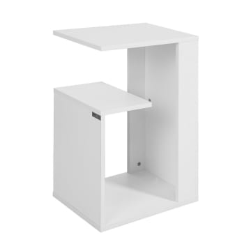 Mesa auxiliar con 2 estantes madera blanco